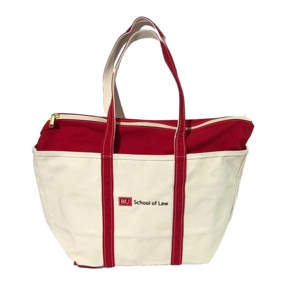L.L.Bean Boat and Tote Bag Zipper Top Size XLarge Being Red Trim